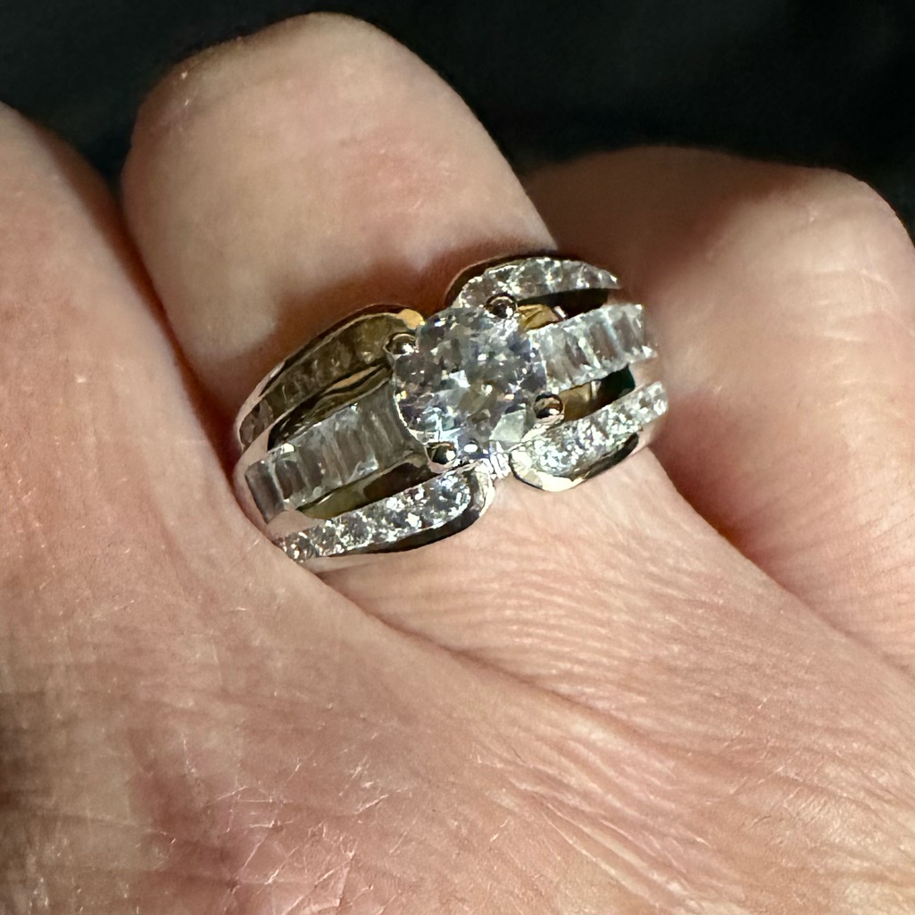 Diamonique 100 - Facet 3.50 Cttw Ring, Platinum Clad Over Sterling Silver